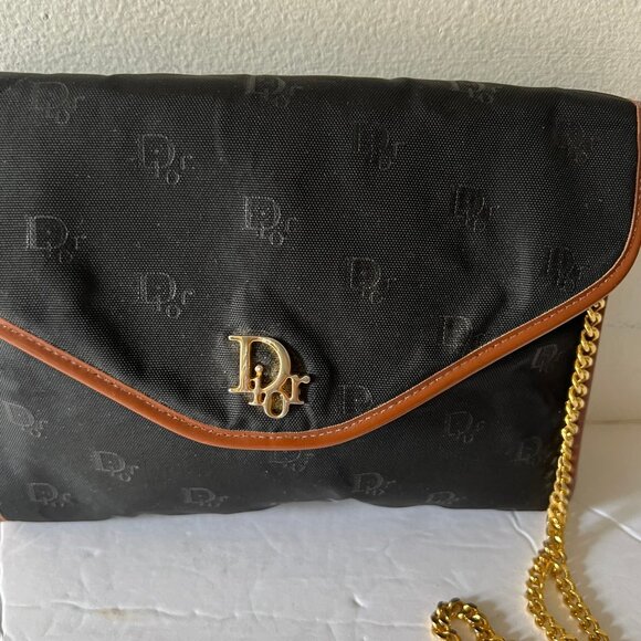 80'S VINTAGE CHRISTIAN DIOR TROTTER CLOTH EVENING LOGO BAG - Picture 2 of 8